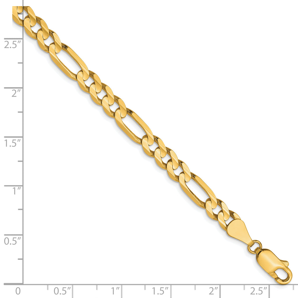 Concave Figaro Chain in 10K Yellow Gold, Bracelet to Necklace Lengths, 5.25mm - Sophia Jewelers