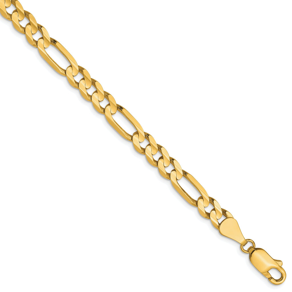 Concave Figaro Chain in 10K Yellow Gold, Bracelet to Necklace Lengths, 5.25mm - Sophia Jewelers