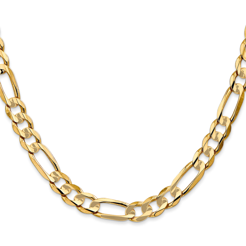 10K Yellow Gold Solid Figaro Chain Necklace 6.75mm
