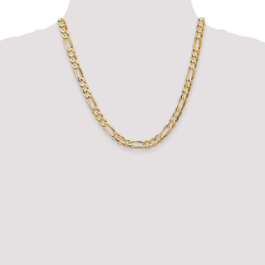 6.75mm 10K Yellow Gold Concave Figaro Chain - Sophia Jewelers