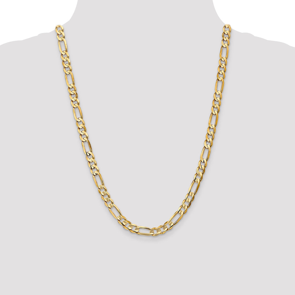 10K Yellow Gold Solid Figaro Chain Necklace 6.75mm