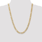 10K Yellow Gold Solid Figaro Chain Necklace 6.75mm
