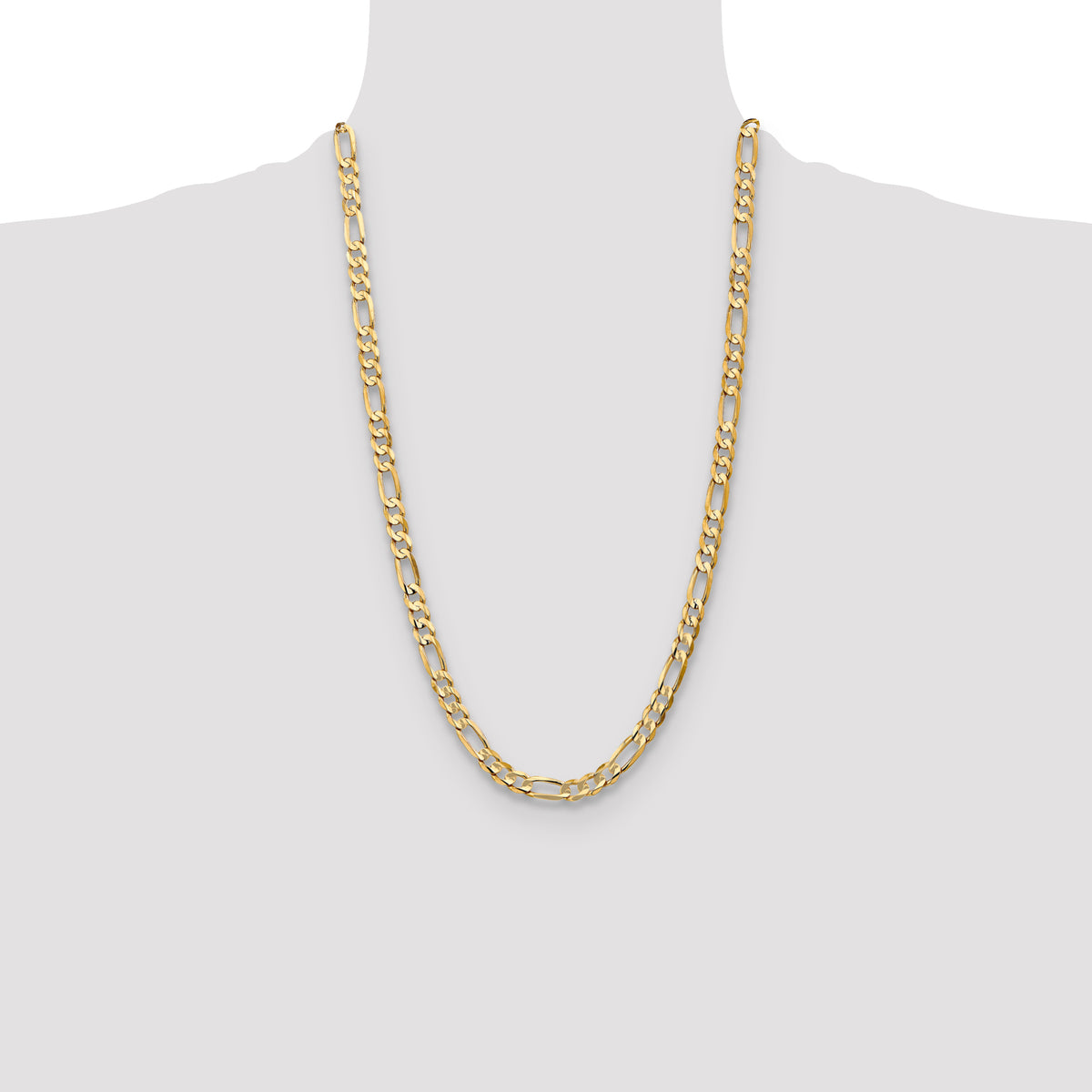 Concave Figaro Chain in 10K Yellow Gold, Bracelet to Necklace Lengths, 6.75mm - Sophia Jewelers