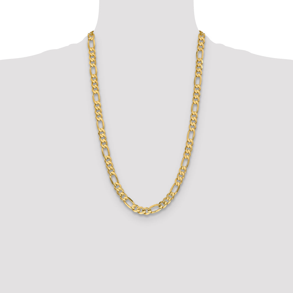 10K Yellow Gold Solid Figaro Chain Necklace 8.75mm