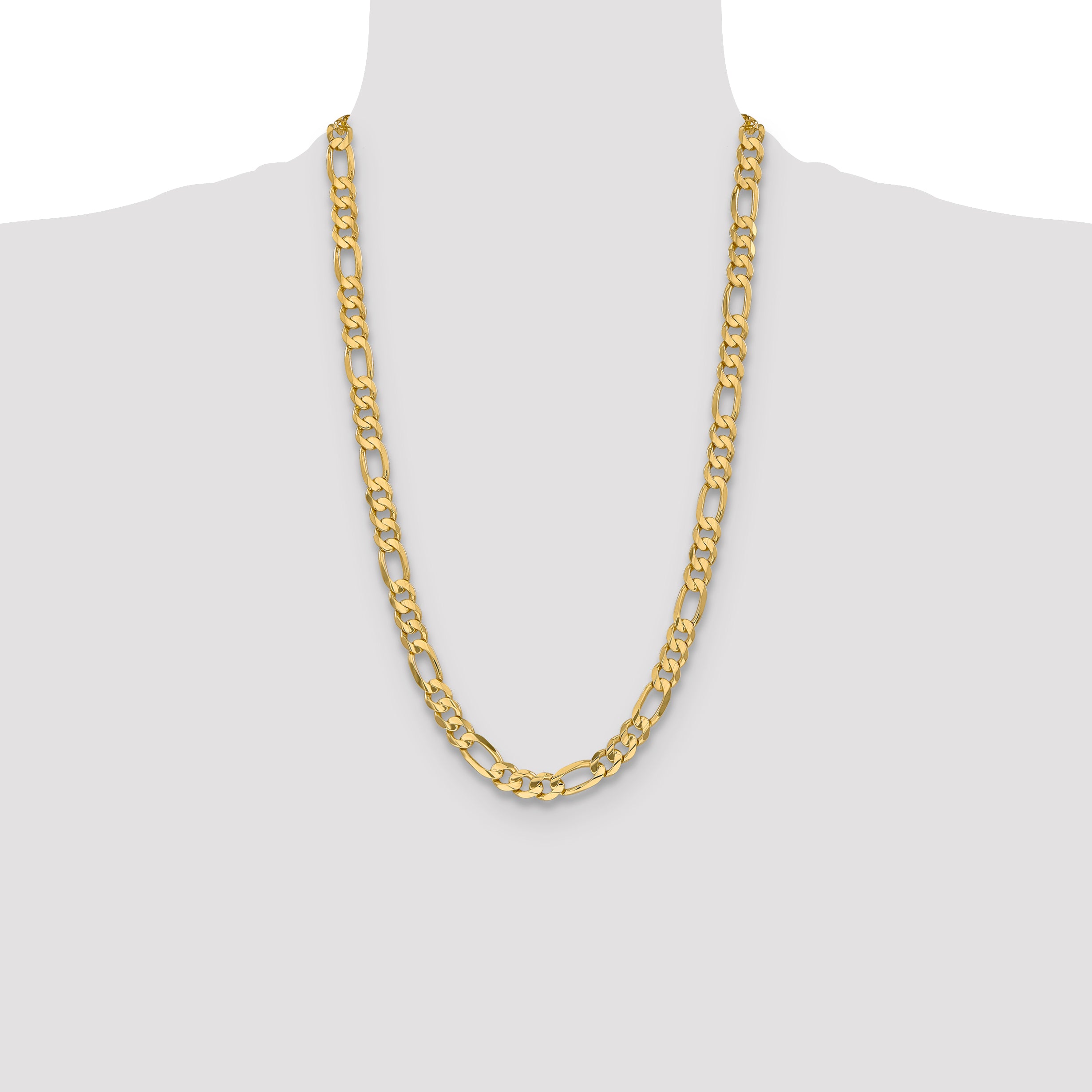 10K Yellow Gold Solid Figaro Chain Necklace 8.75mm