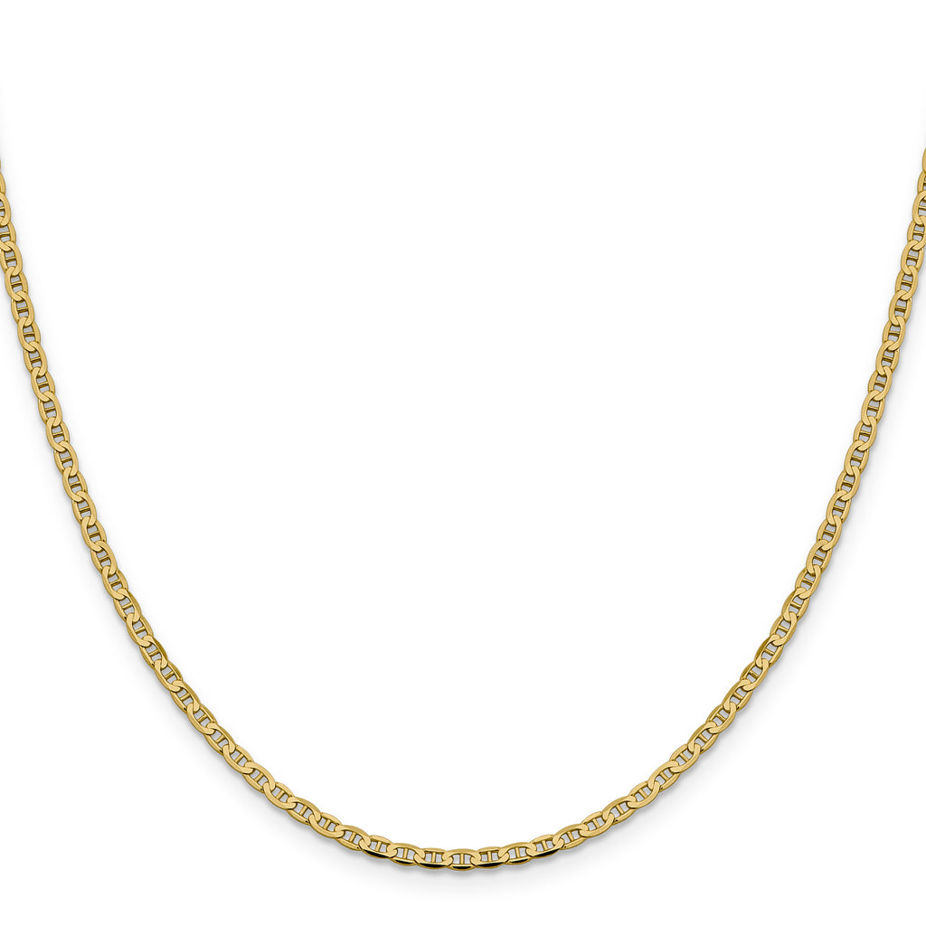 10K Yellow Gold Solid Anchor Chain Necklace 2.4mm