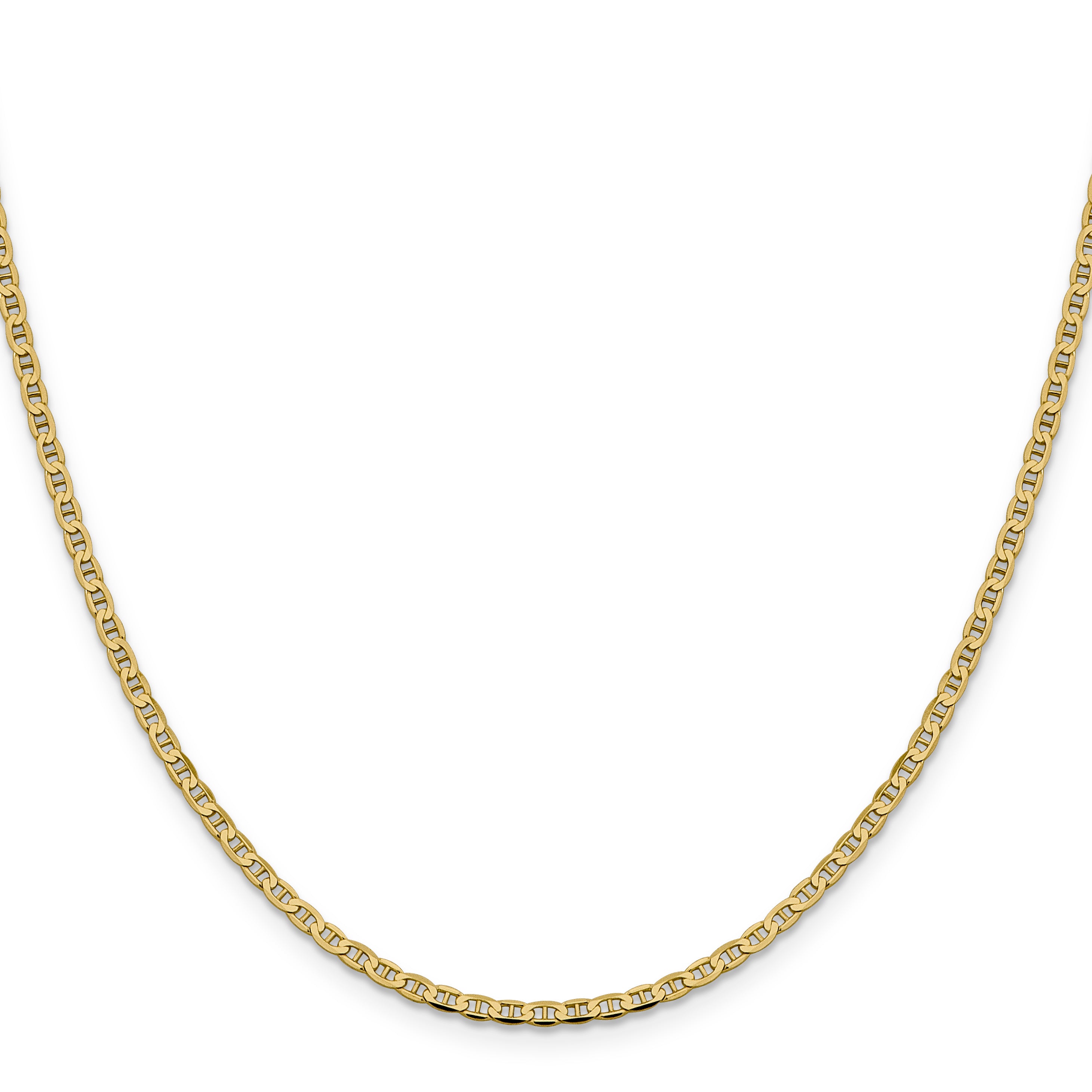 10K Yellow Gold Solid Anchor Chain Necklace 2.4mm