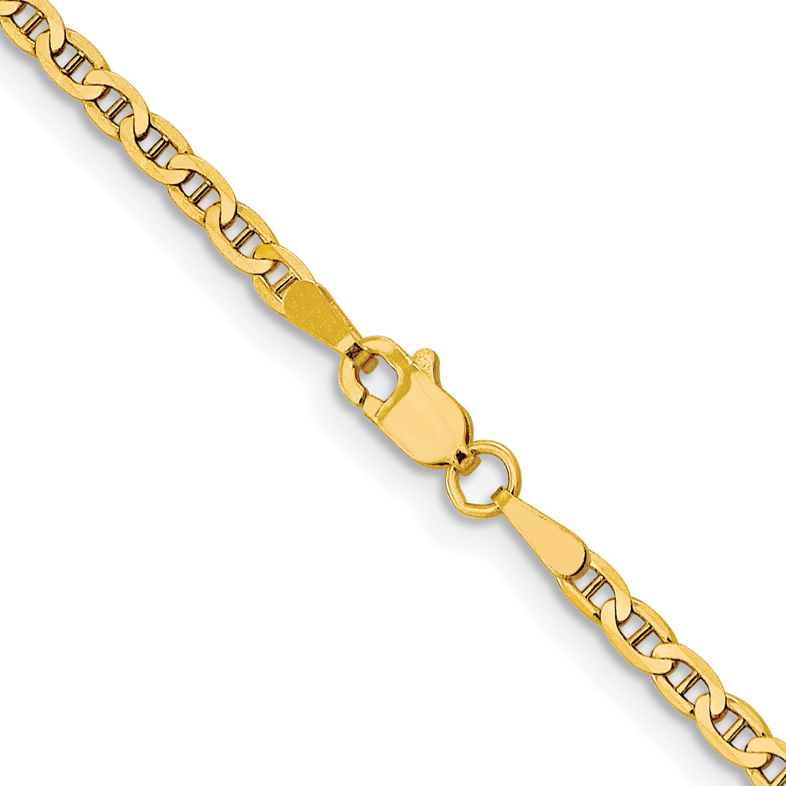 10K Yellow Gold Solid Anchor Chain Necklace 2.4mm
