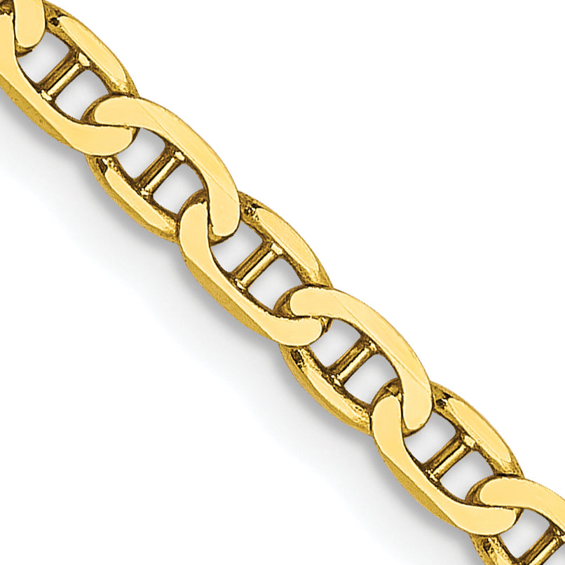 10K Yellow Gold Solid Anchor Chain Necklace 2.4mm