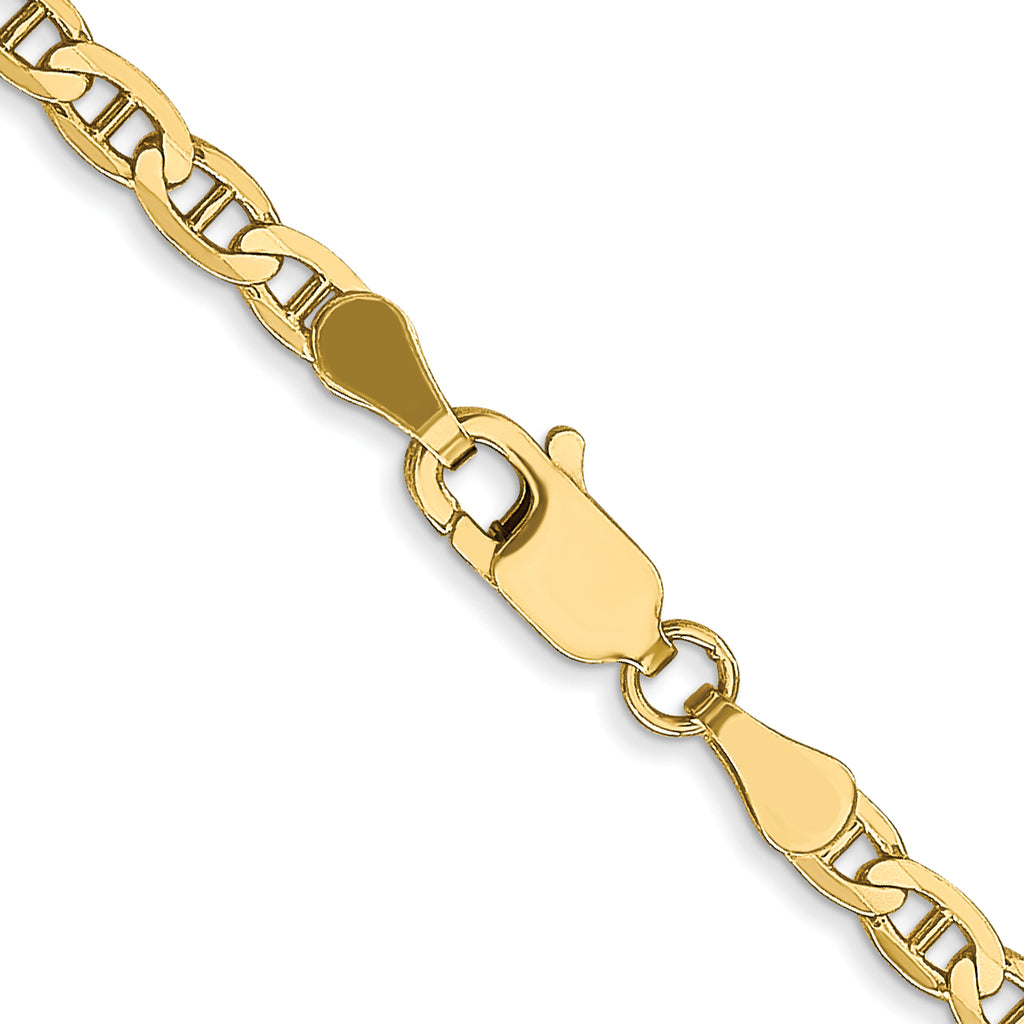 10K Yellow Gold Solid Anchor Chain Necklace 3mm