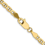 10K Yellow Gold Solid Anchor Chain Necklace 3mm