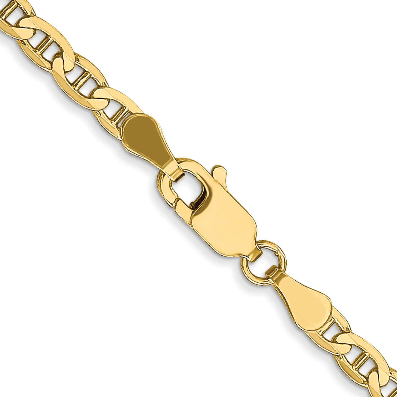 10K Yellow Gold Solid Anchor Chain Necklace 3mm