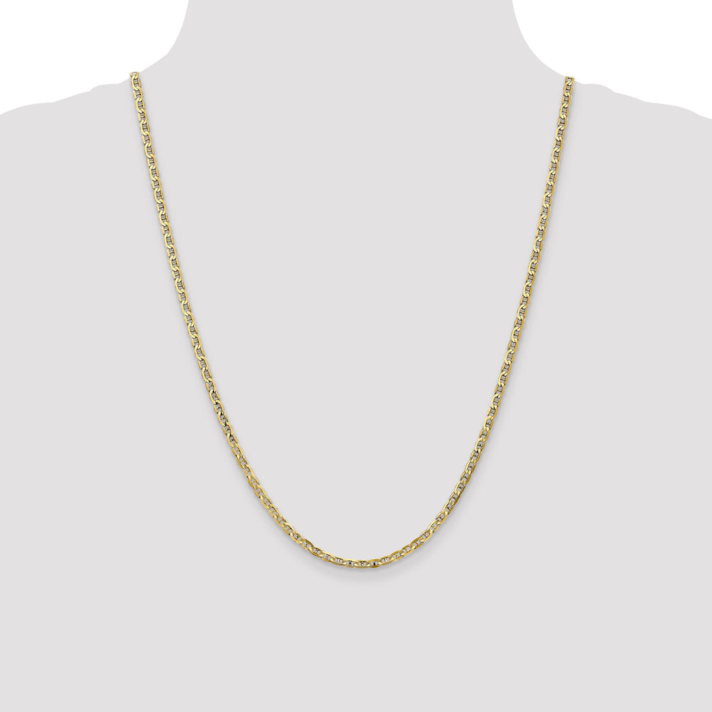 10K Yellow Gold Solid Anchor Chain Necklace 3mm