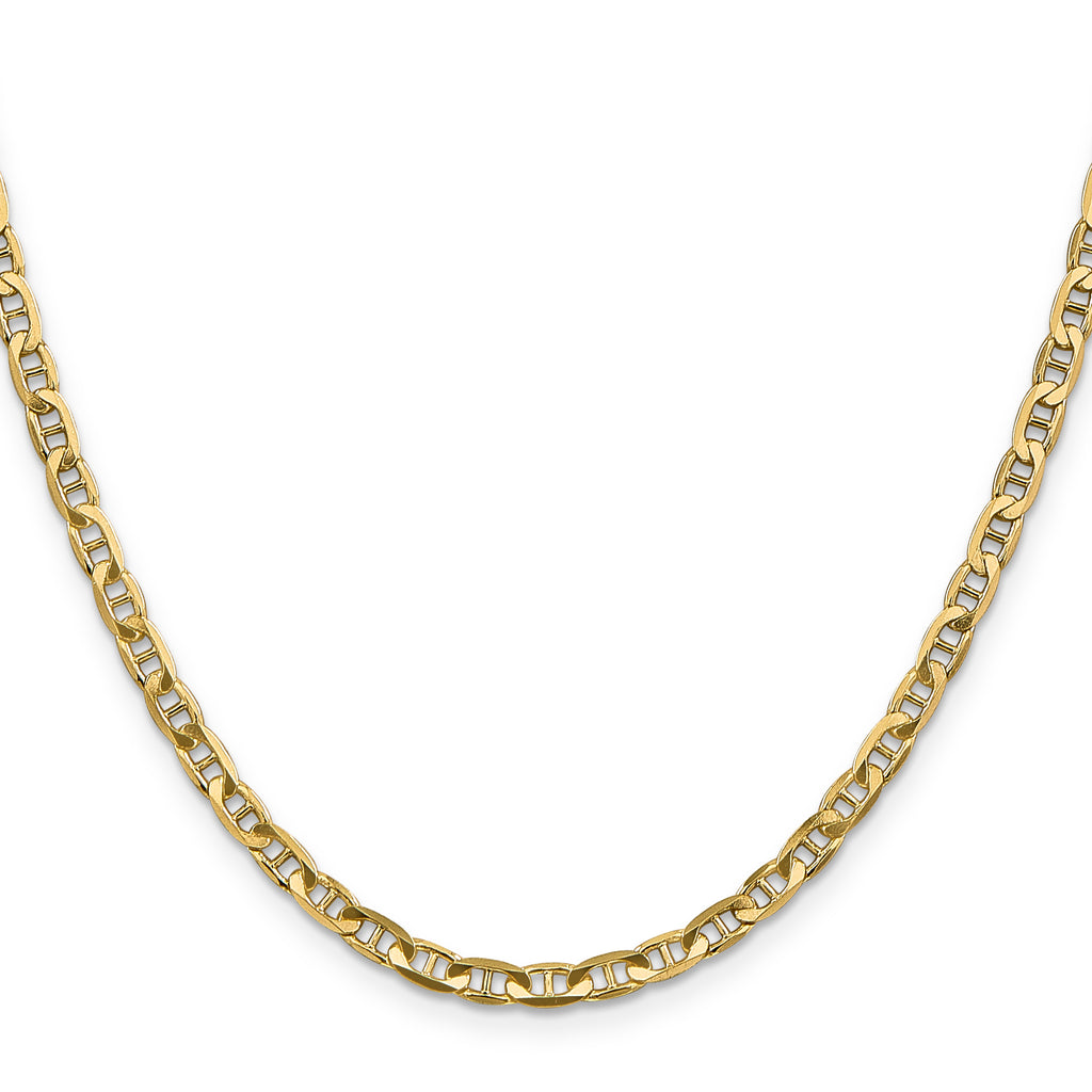 10K Yellow Gold Solid Anchor Chain Necklace 3.75mm