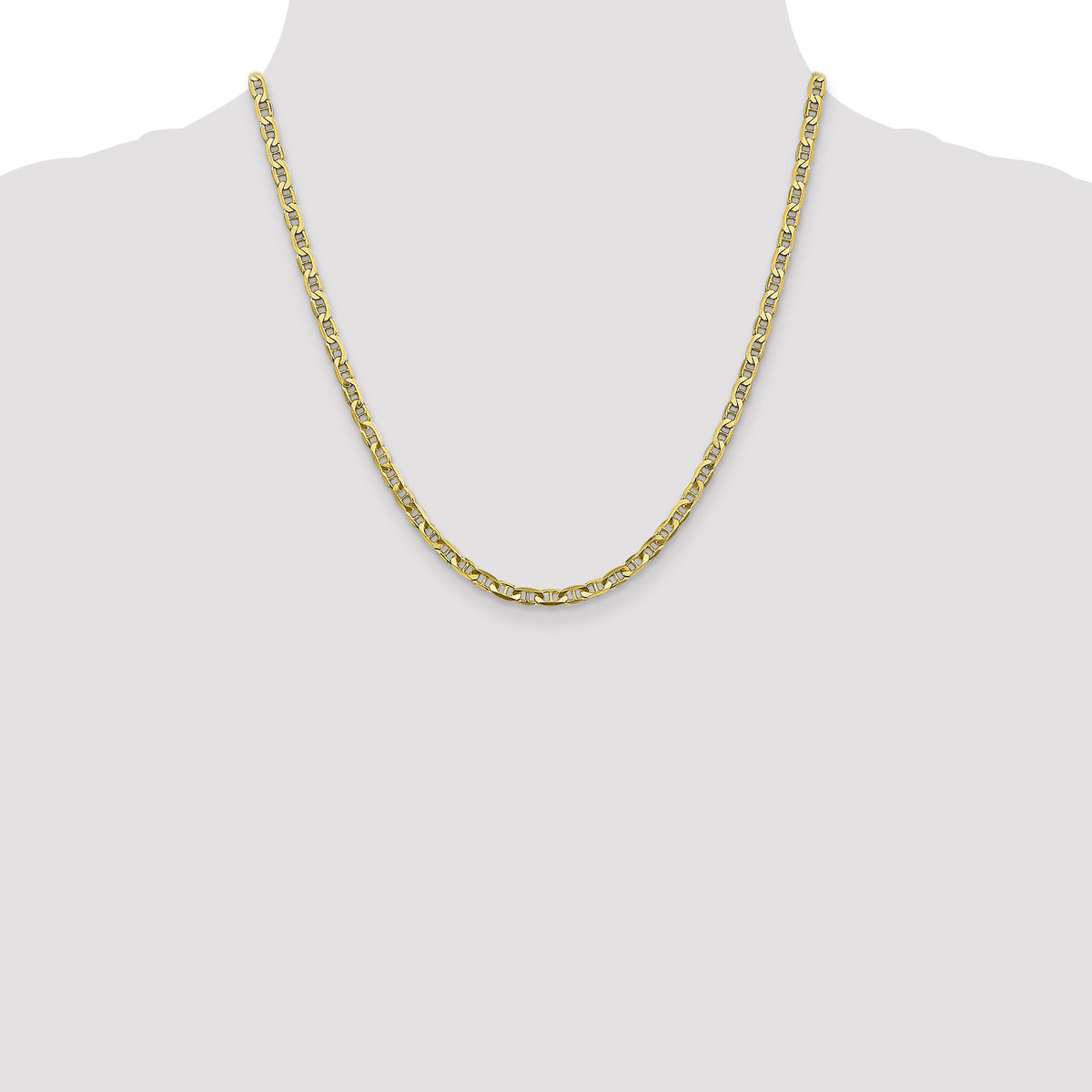 Concave Anchor Chain in 10K Yellow Gold, Bracelet to Necklace Lengths, 3.75mm - Sophia Jewelers