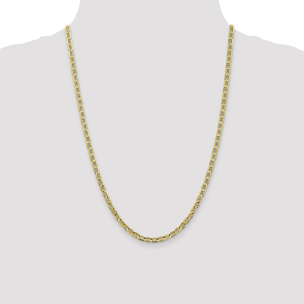 10K Yellow Gold Solid Anchor Chain Necklace 3.75mm