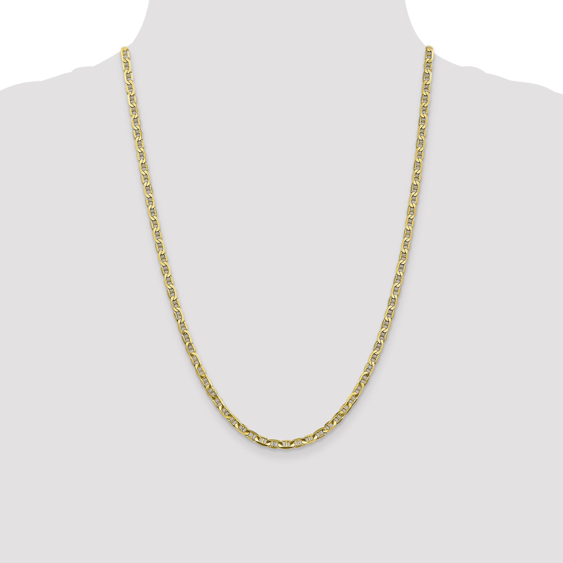 10K Yellow Gold Solid Anchor Chain Necklace 3.75mm