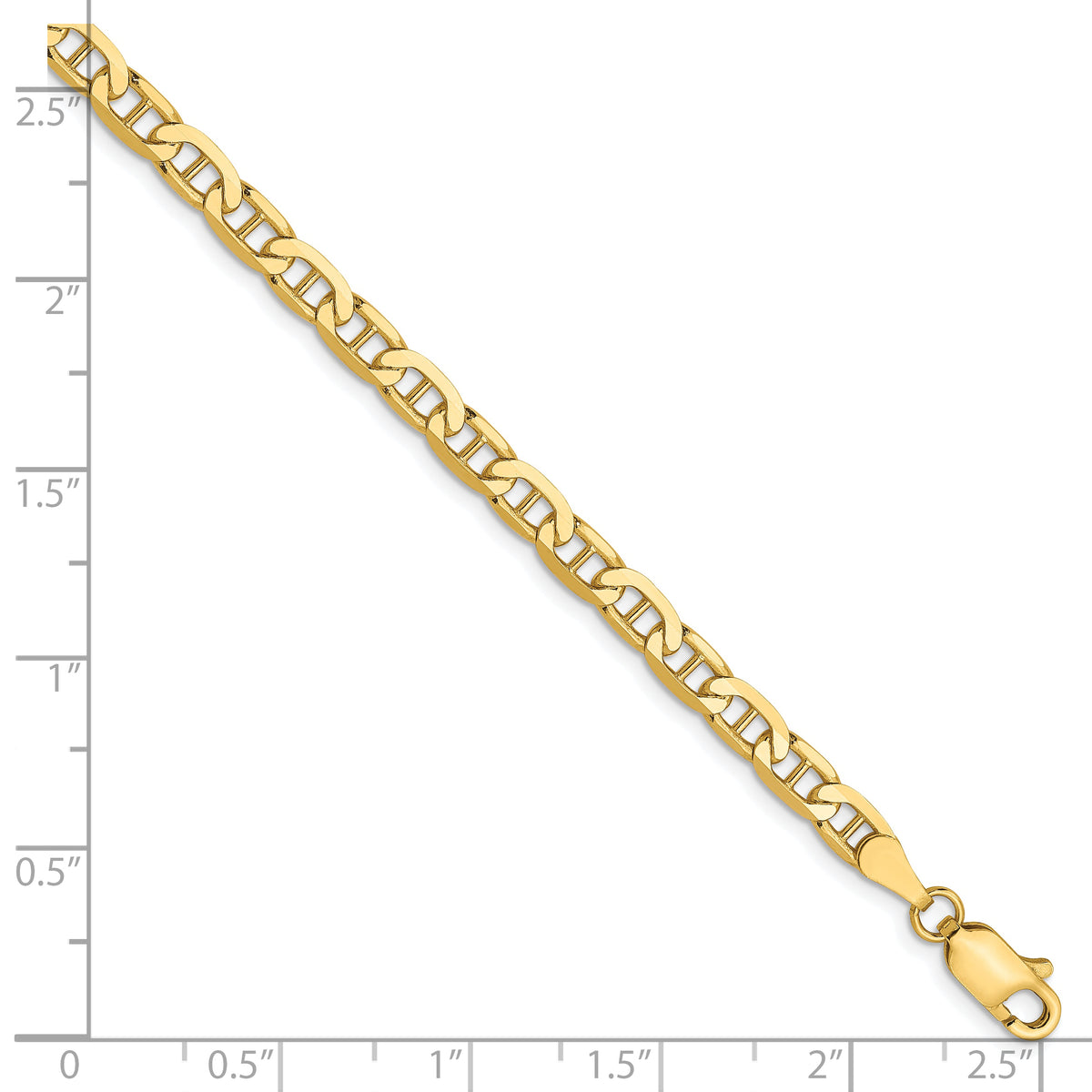 Concave Anchor Chain in 10K Yellow Gold, Bracelet to Necklace Lengths, 3.75mm - Sophia Jewelers