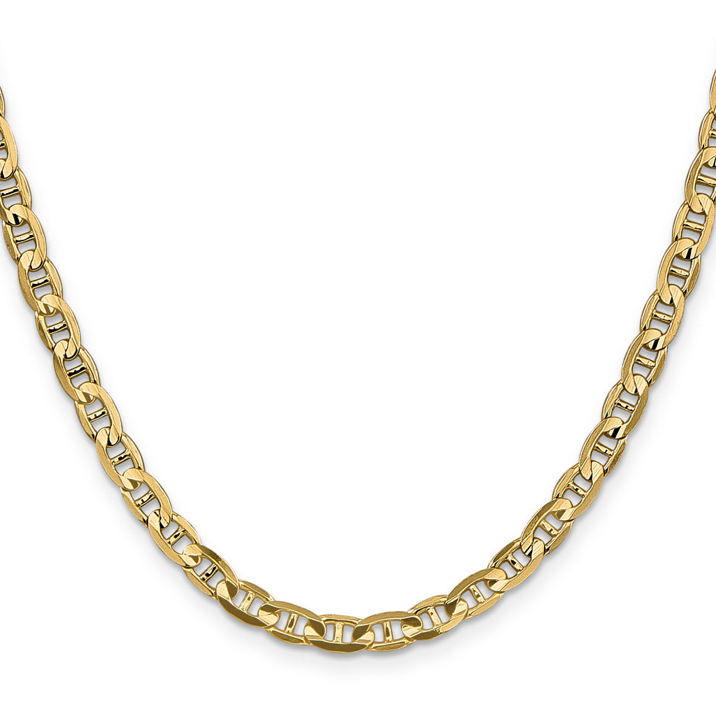 10K Yellow Gold Solid Anchor Chain Necklace 4.5mm