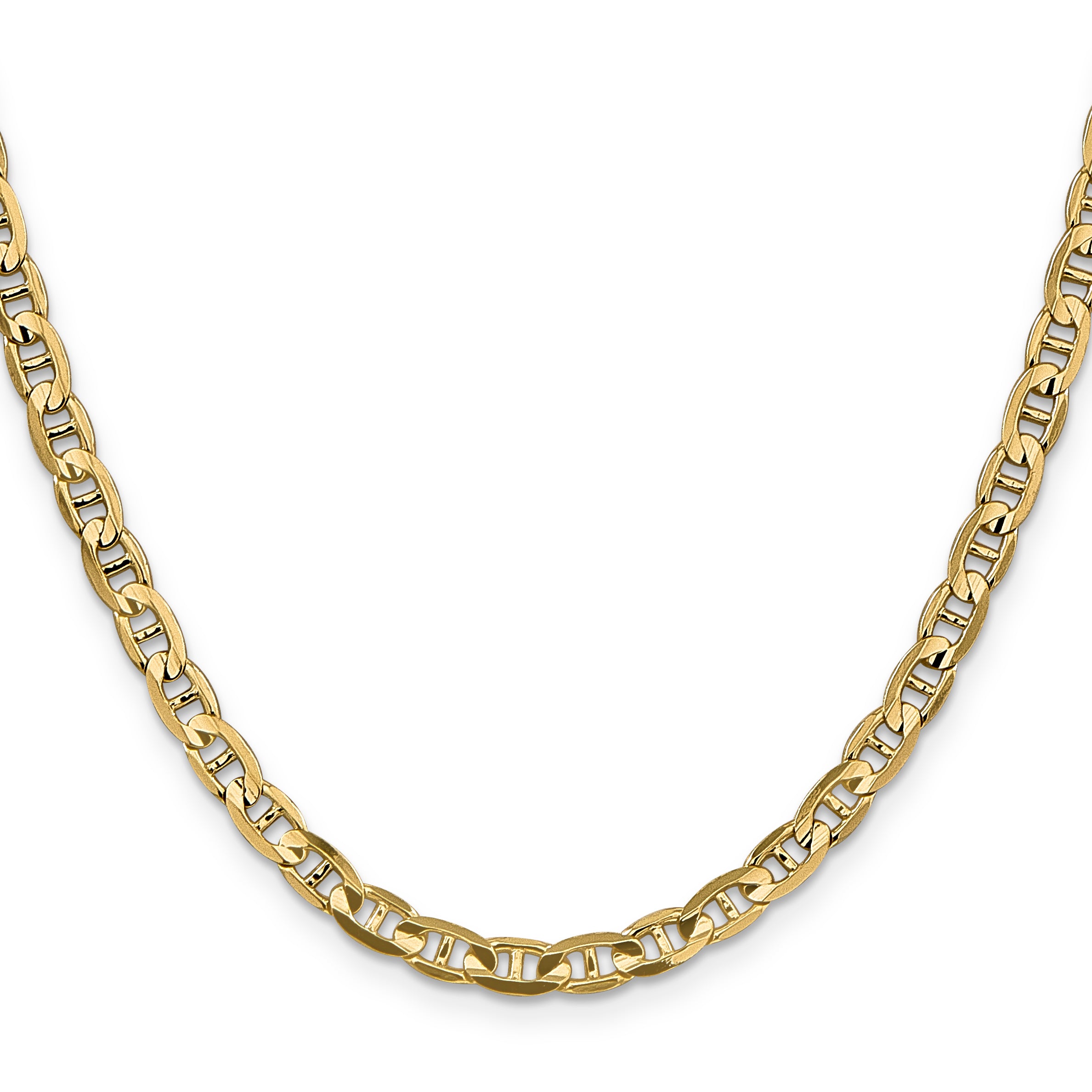 10K Yellow Gold Solid Anchor Chain Necklace 4.5mm