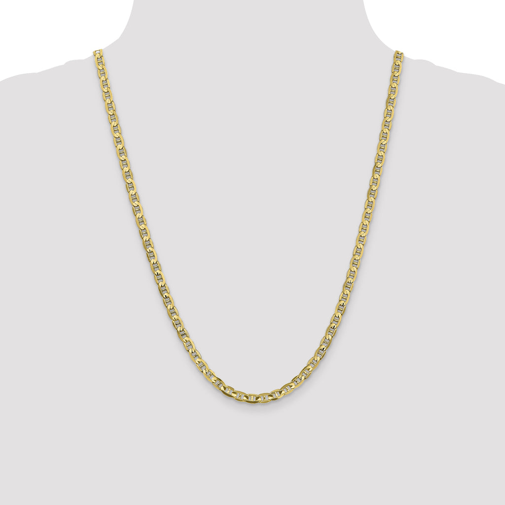 10K Yellow Gold Solid Anchor Chain Necklace 4.5mm