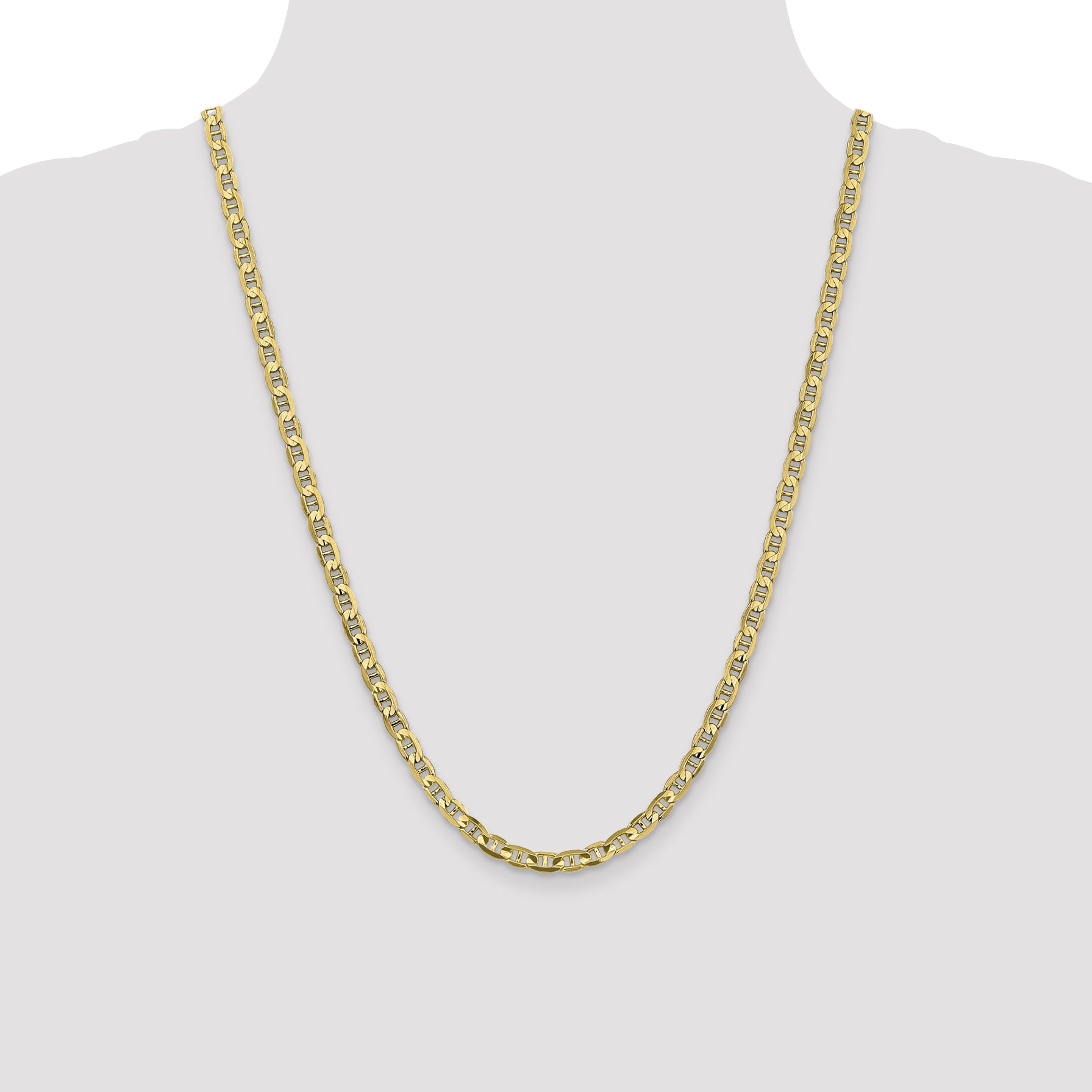 10K Yellow Gold Solid Anchor Chain Necklace 4.5mm