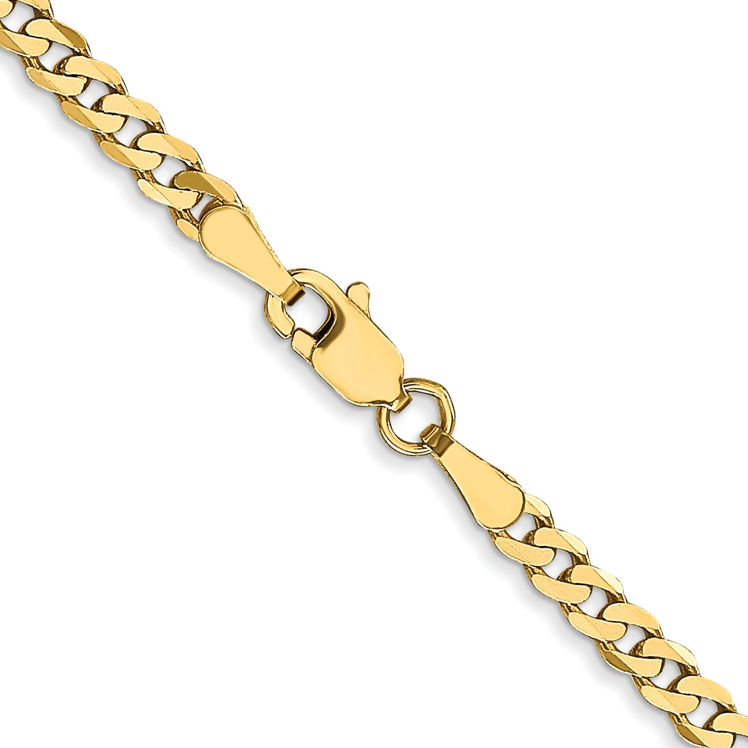 2.4mm 10K Yellow Gold Flat Beveled Curb Chain - Sophia Jewelers