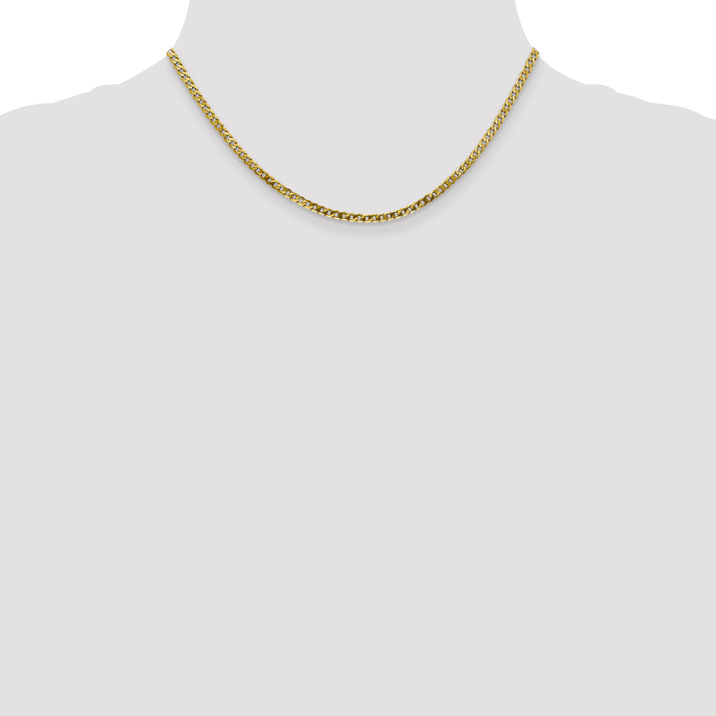 2.4mm 10K Yellow Gold Flat Beveled Curb Chain - Sophia Jewelers