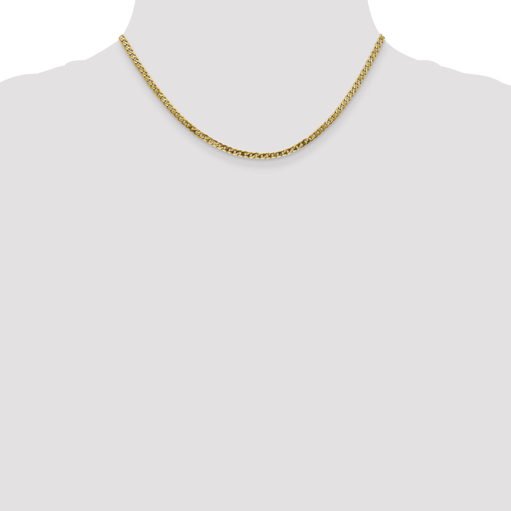 2.4mm 10K Yellow Gold Flat Beveled Curb Chain - Sophia Jewelers