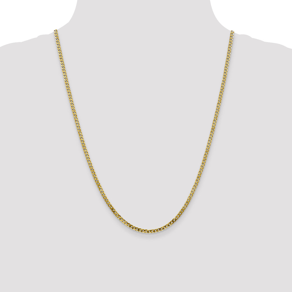 10K Yellow Gold Solid Curb Chain Necklace 2.4mm