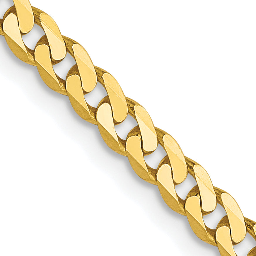 10K Yellow Gold Solid Curb Chain Necklace 2.4mm