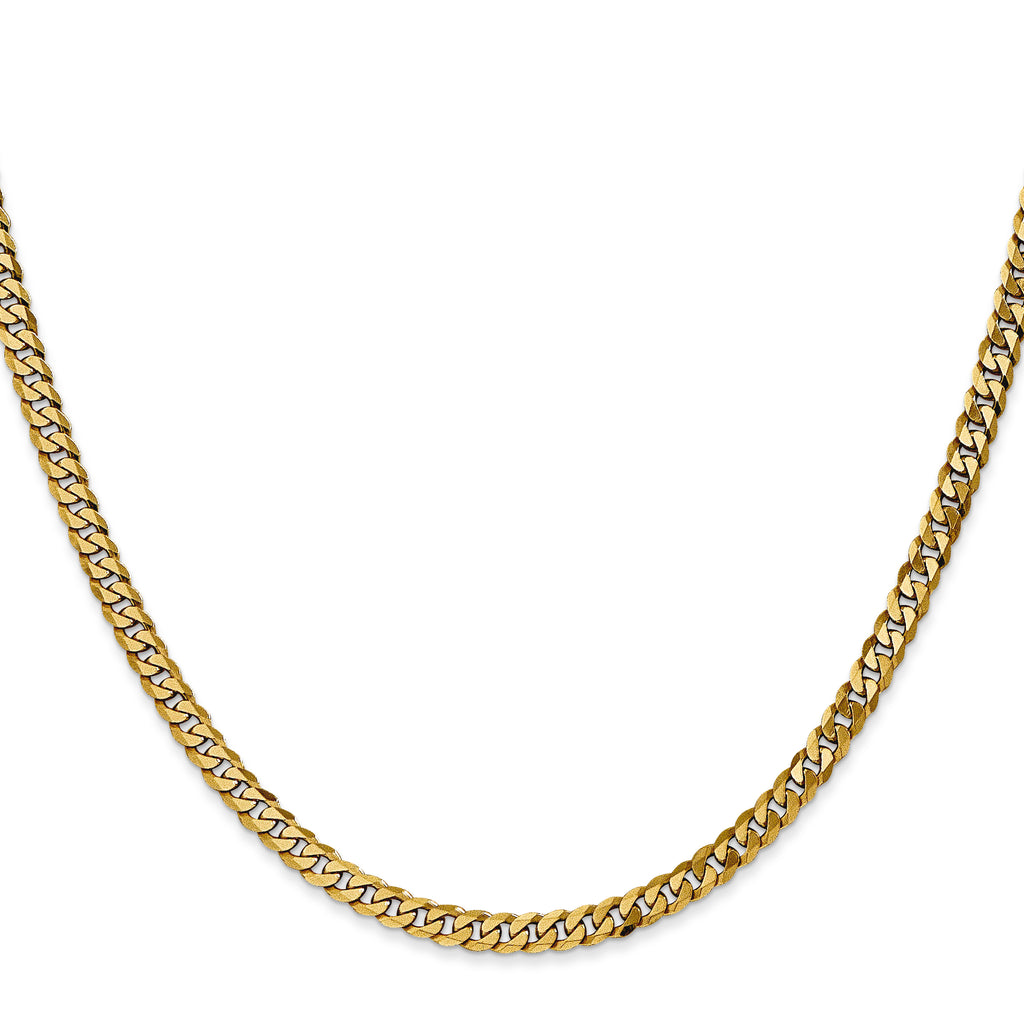 10K Yellow Gold Solid Curb Chain Necklace 3.9mm