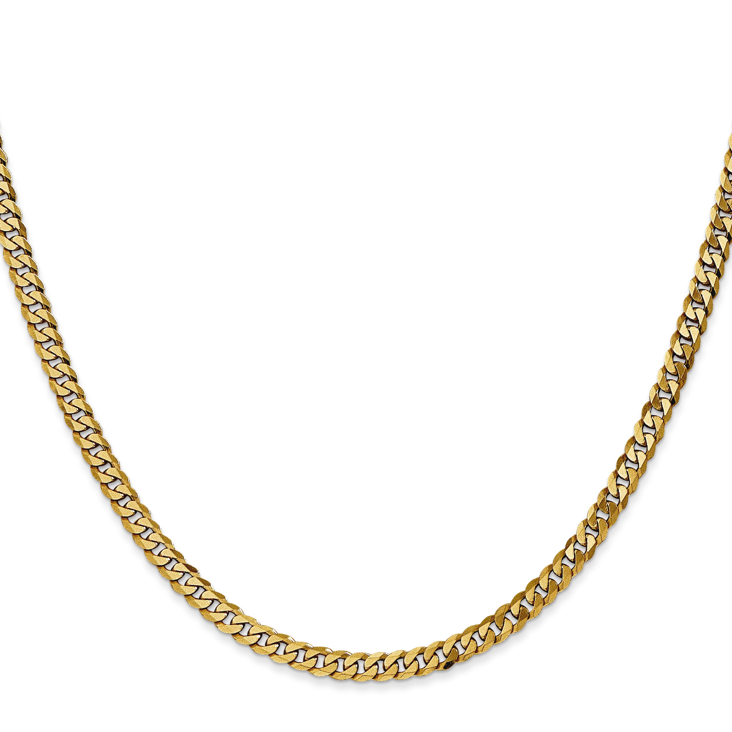 10K Yellow Gold Solid Curb Chain Necklace 3.9mm