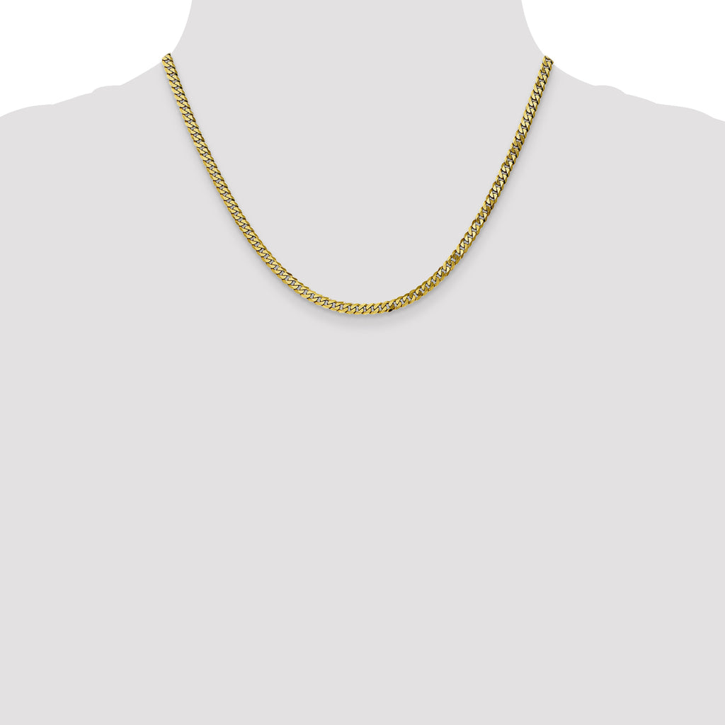 3.9mm 10K Yellow Gold Flat Beveled Curb Chain - Sophia Jewelers