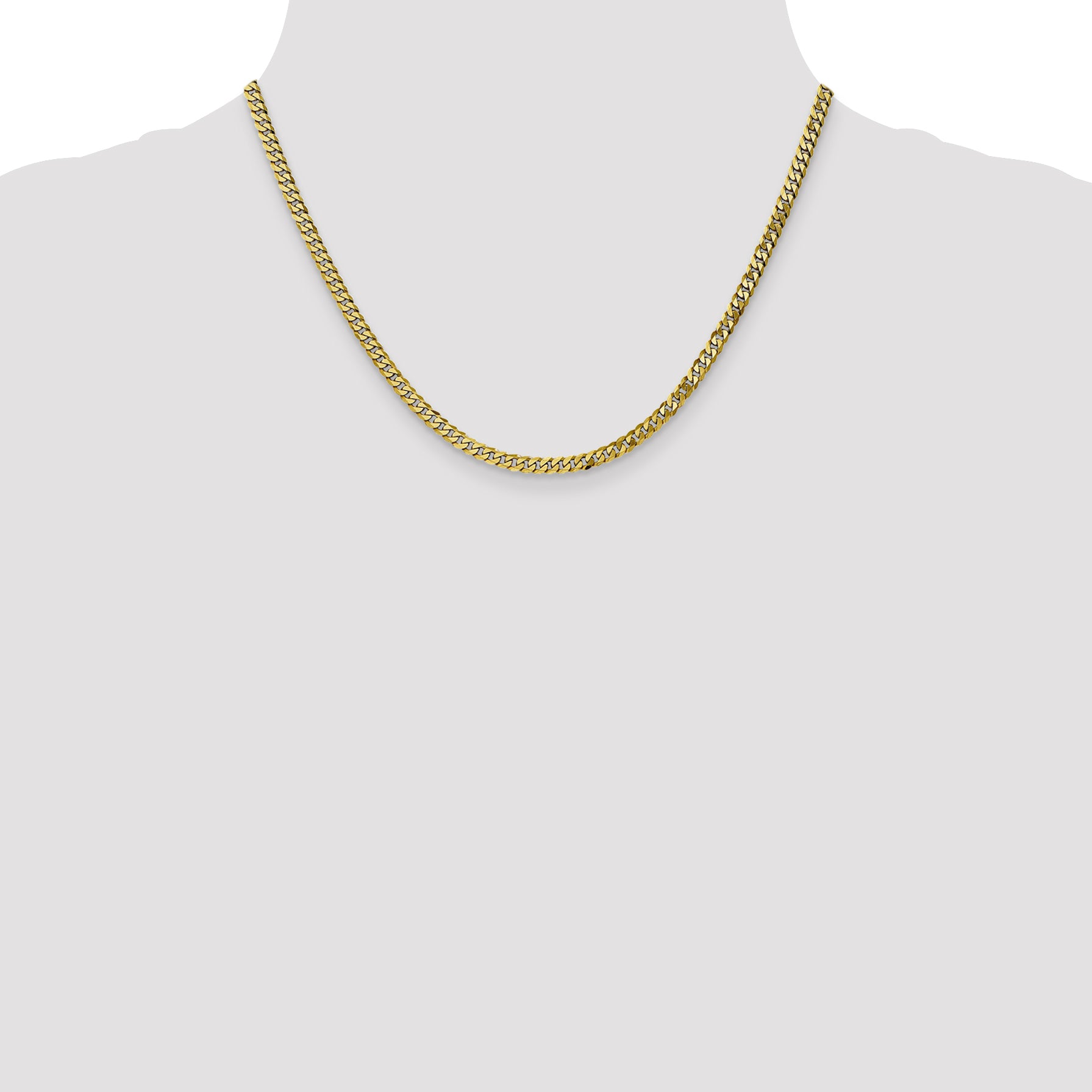3.9mm 10K Yellow Gold Flat Beveled Curb Chain - Sophia Jewelers