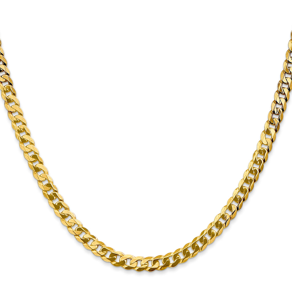10K Yellow Gold Solid Curb Chain Necklace 4.6mm