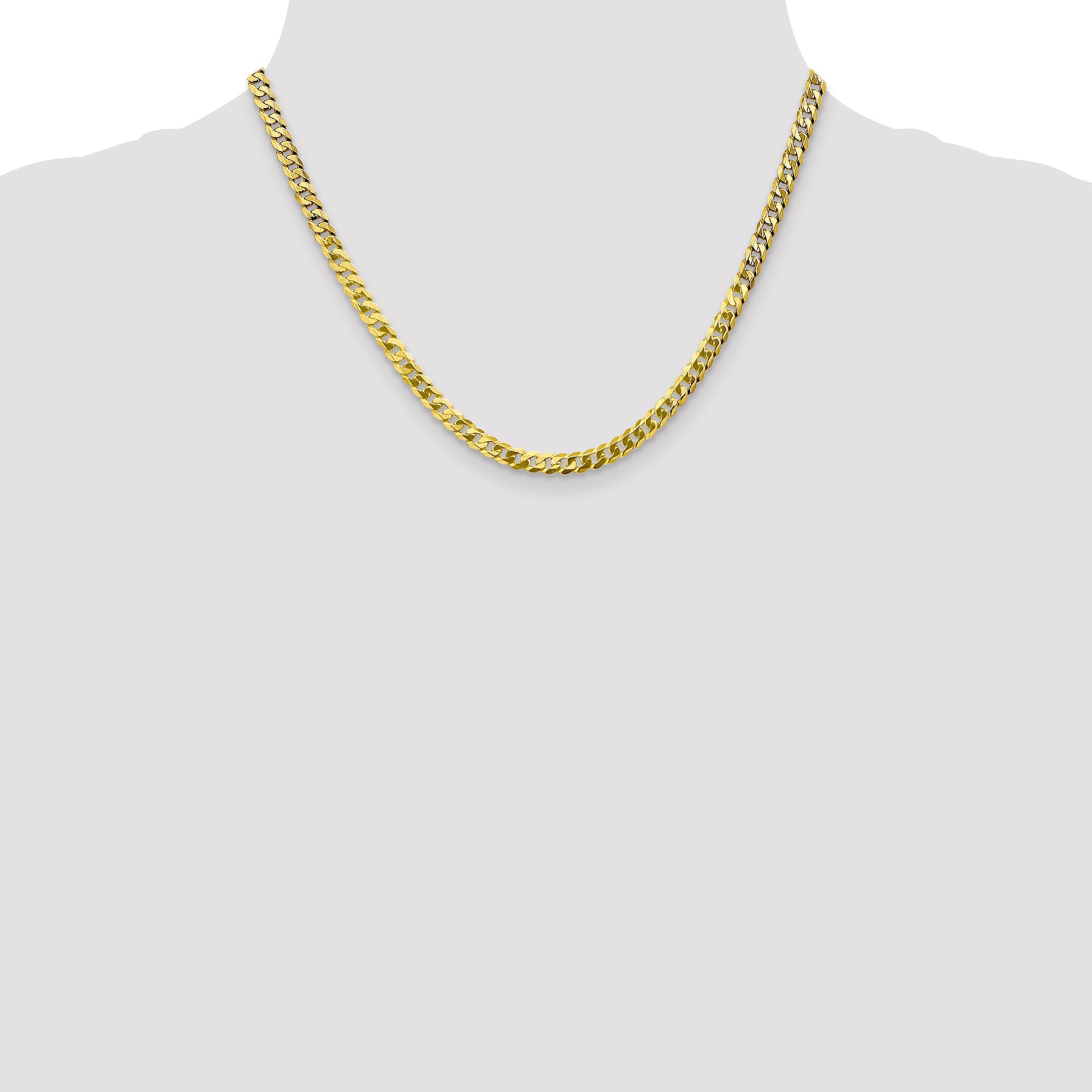 4.6mm 10K Yellow Gold Flat Beveled Curb Chain - Sophia Jewelers