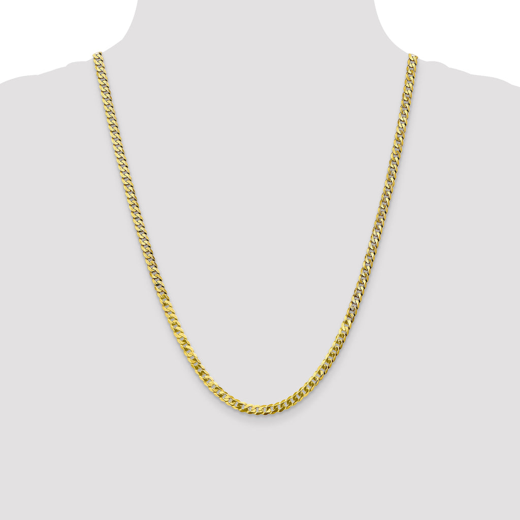 10K Yellow Gold Solid Curb Chain Necklace 4.6mm
