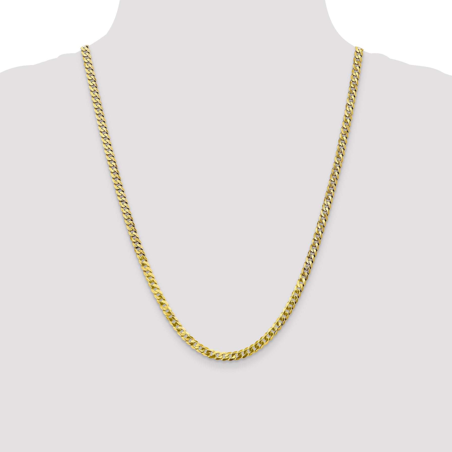 10K Yellow Gold Solid Curb Chain Necklace 4.6mm