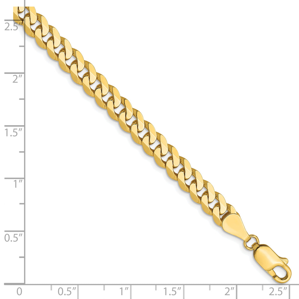 5.75mm 10K Yellow Gold Flat Beveled Curb Chain - Sophia Jewelers