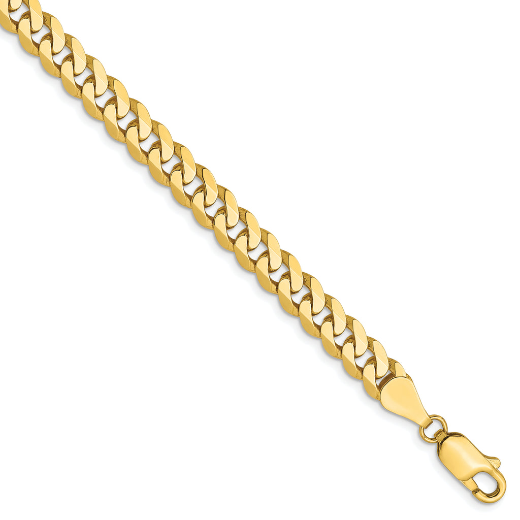 5.75mm 10K Yellow Gold Flat Beveled Curb Chain - Sophia Jewelers