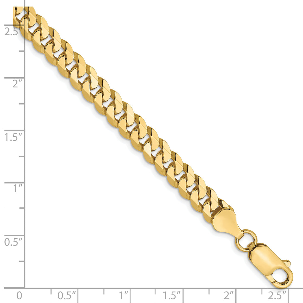 6.1mm 10K Yellow Gold Flat Beveled Curb Chain - Sophia Jewelers