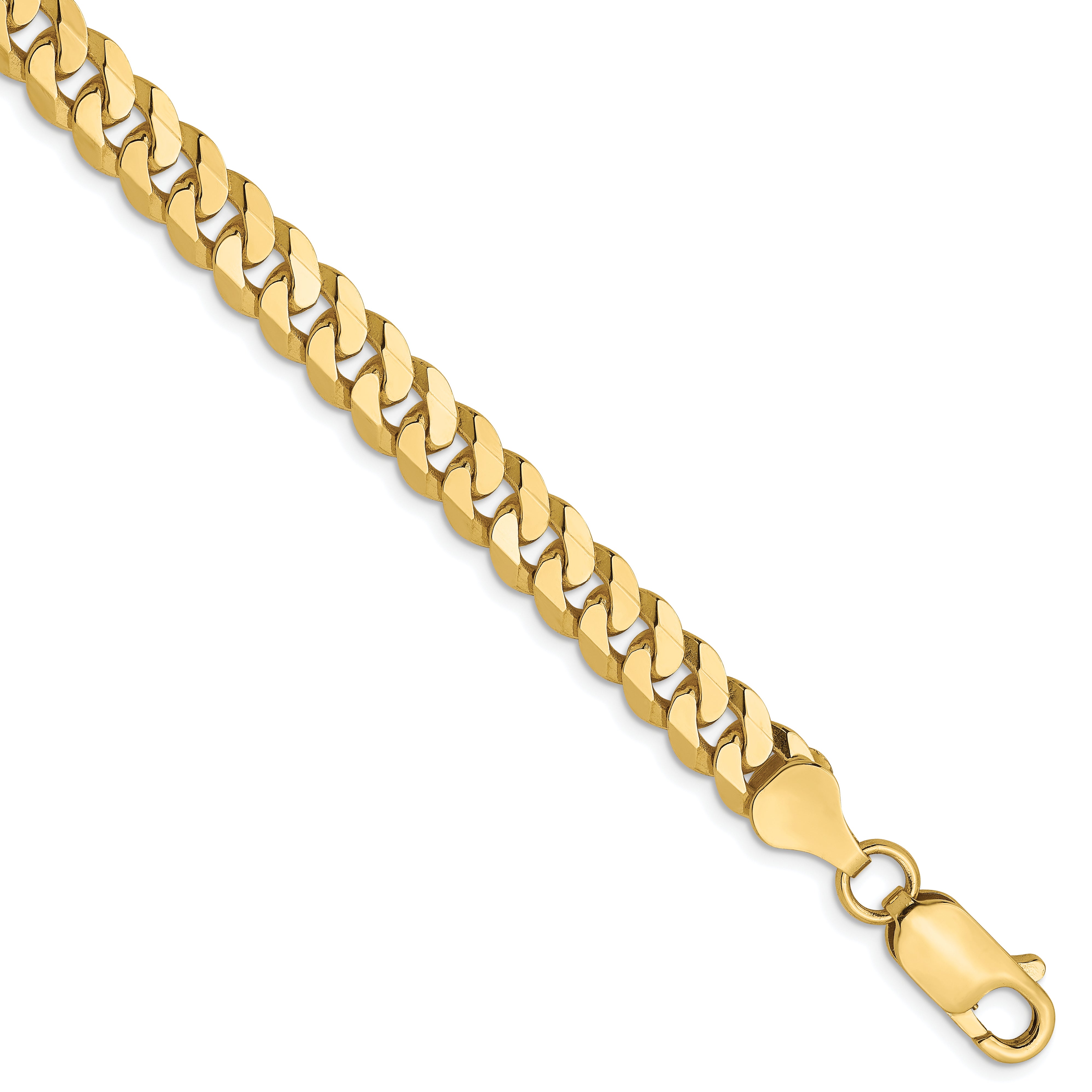 Flat Beveled Curb Chain Bracelet in 10K Yellow Gold, 8 inch, 6.1mm Secondary image