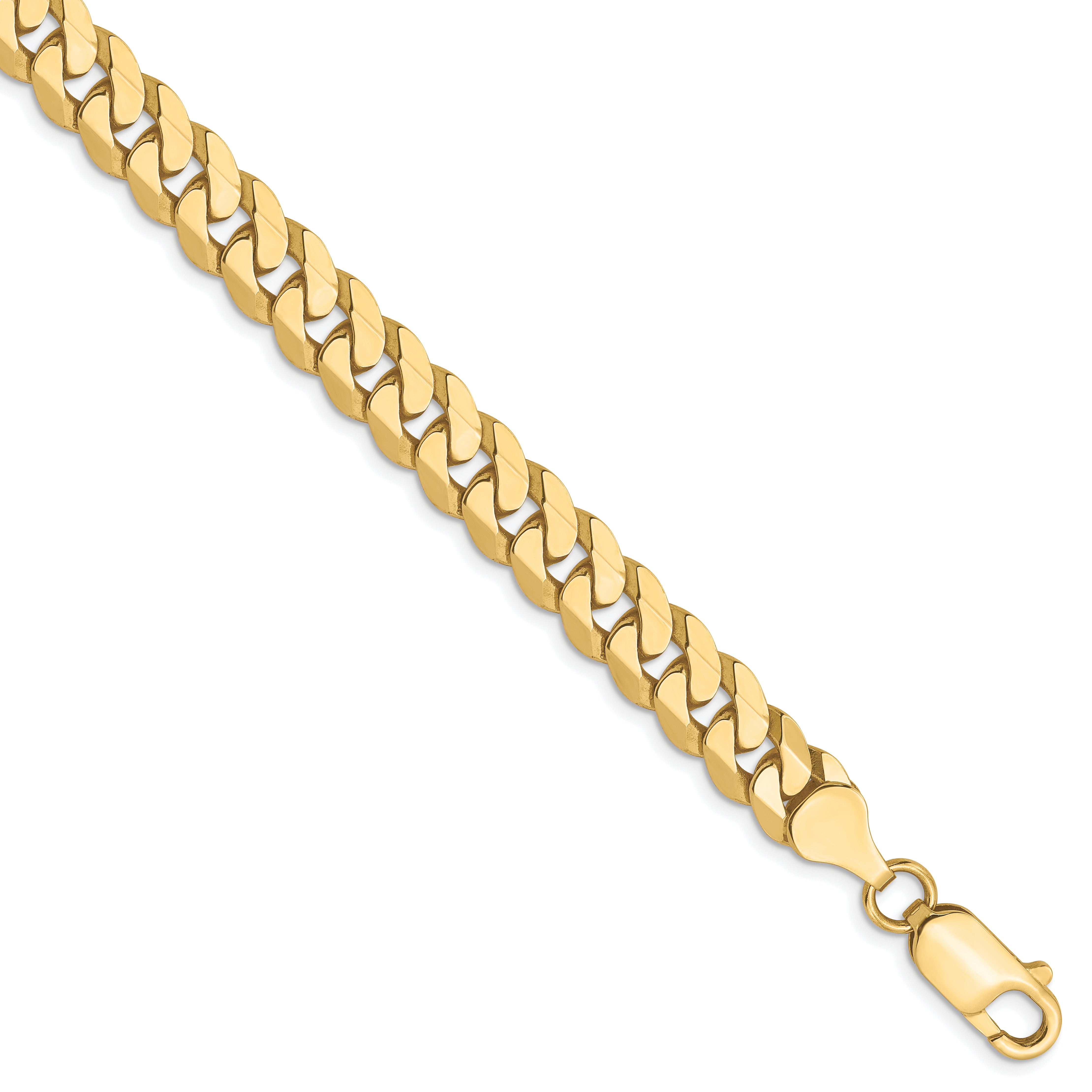 Flat Beveled Curb Chain Bracelet in 10K Yellow Gold, 8 to 9 Inch, 7.25mm Secondary image