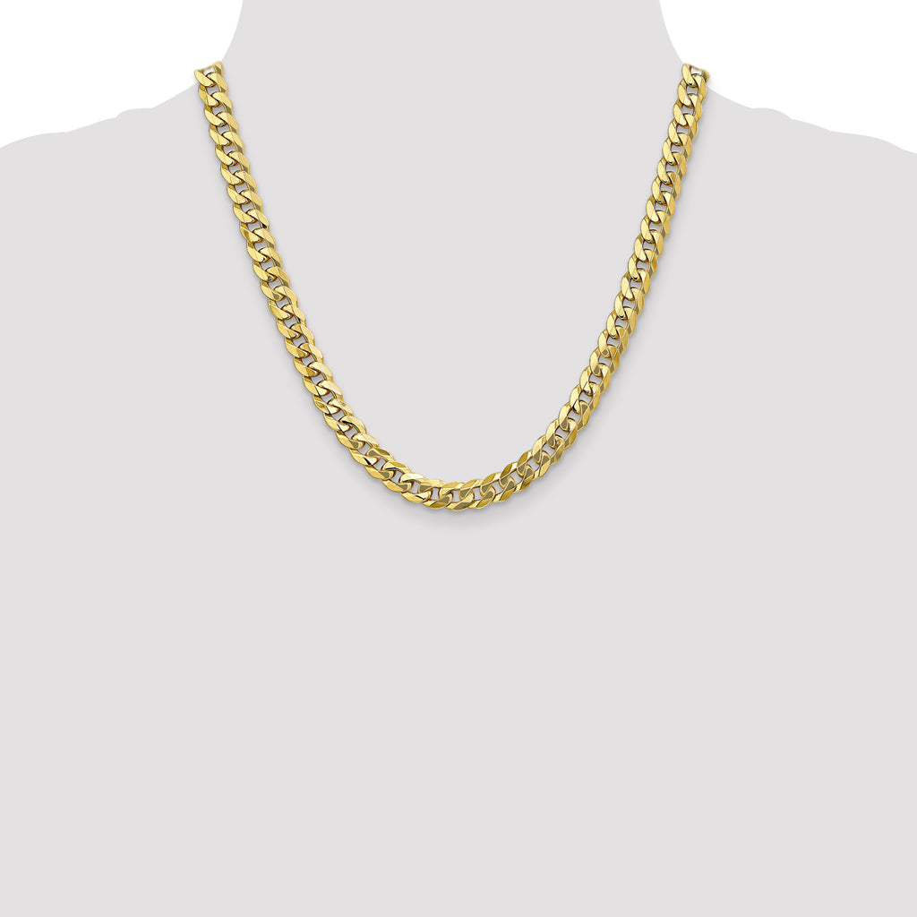 8.0mm 10K Yellow Gold Flat Beveled Curb Chain - Sophia Jewelers