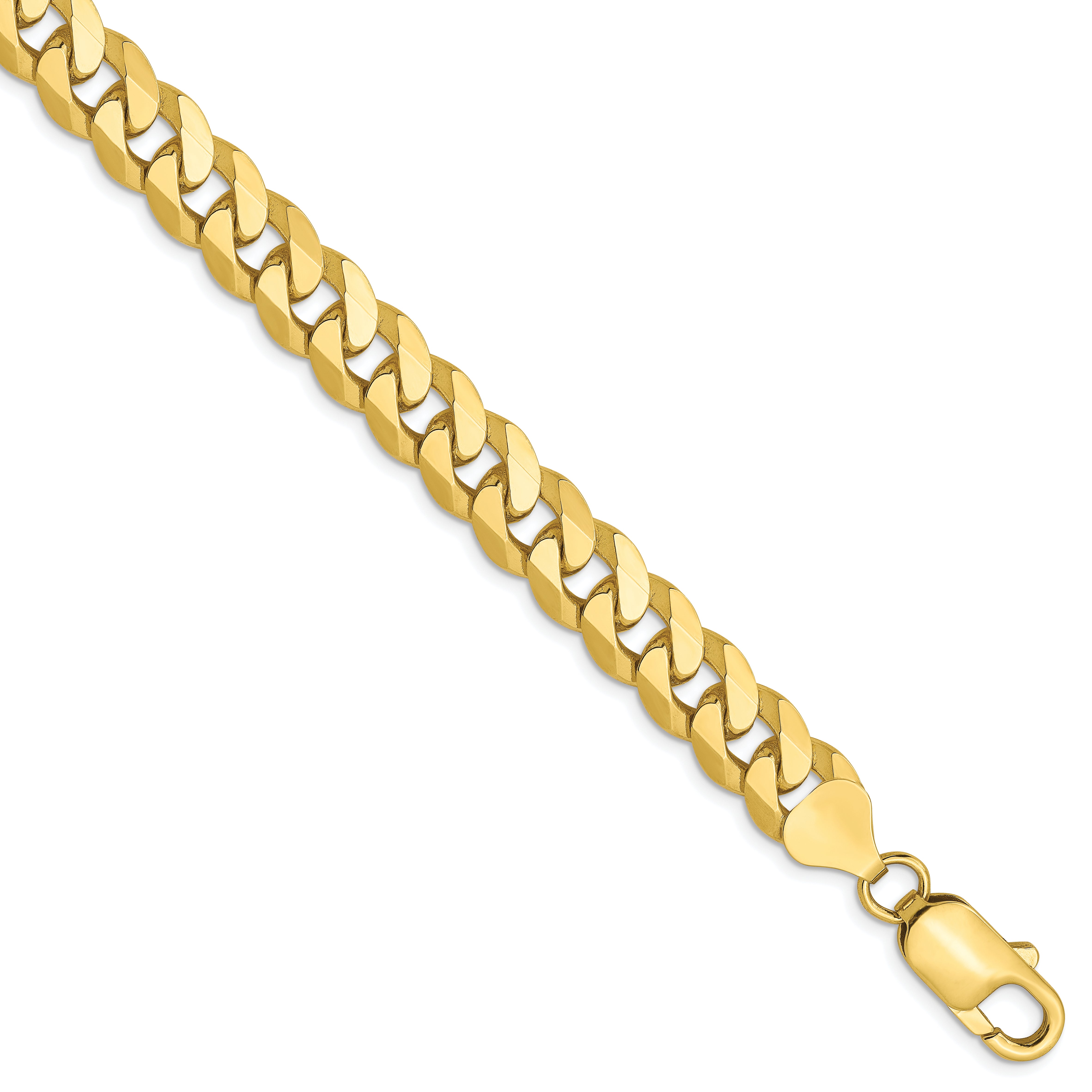 Beveled Curb Chain in 10K Yellow Gold, Bracelet to Necklace Lengths, 8mm Secondary image