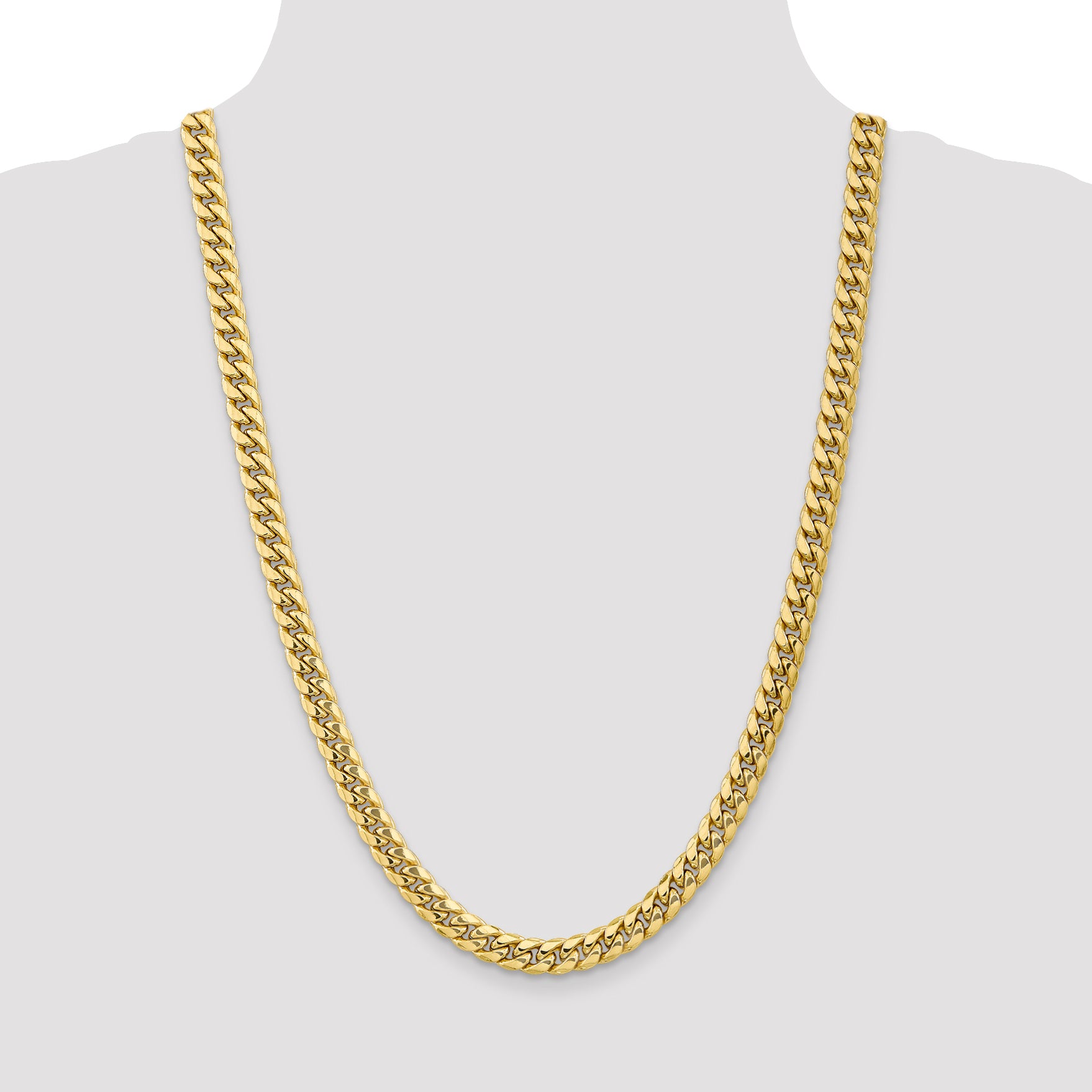 10K Yellow Gold Cuban Chain Necklace 7.3mm