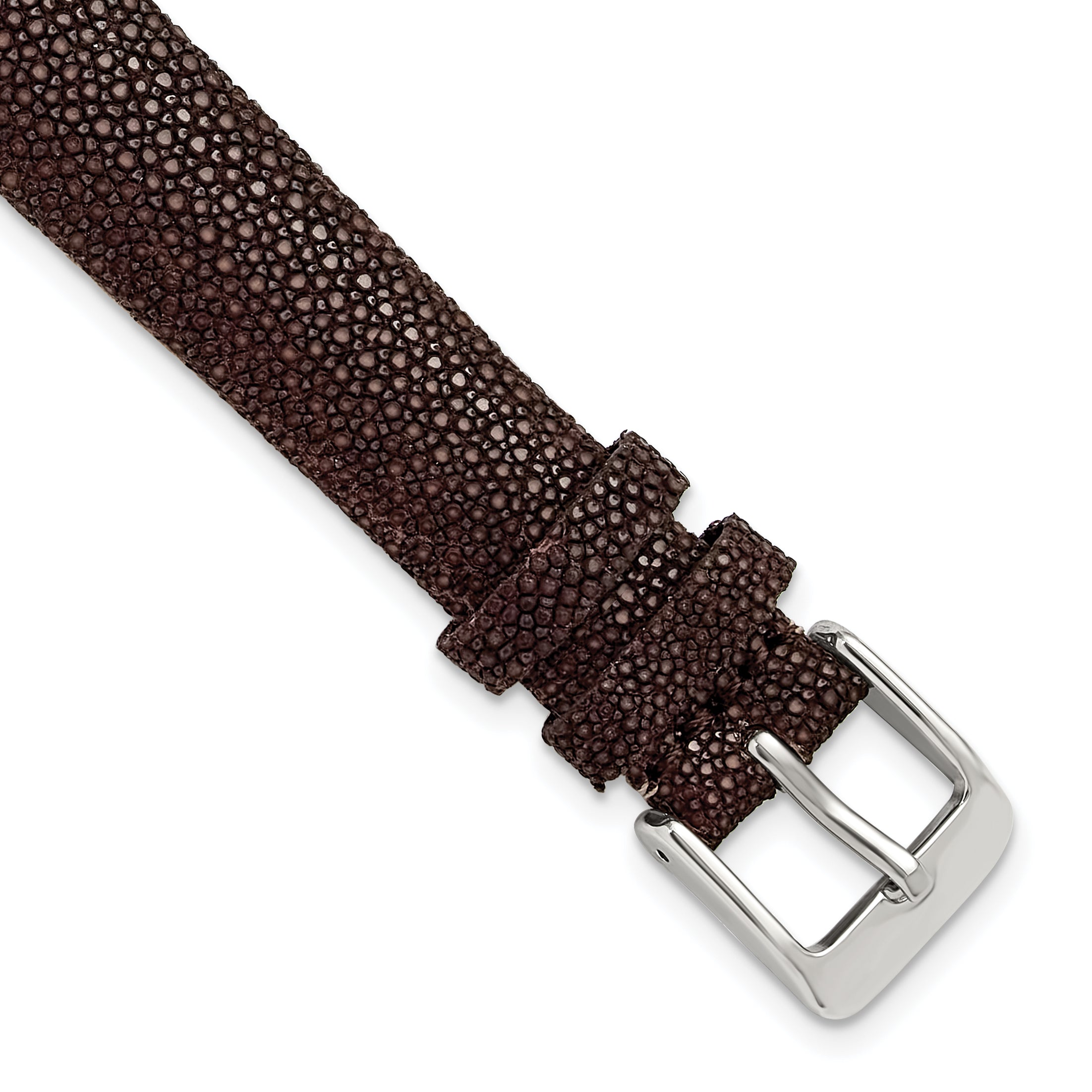 16mm Brown Genuine Stingray with Silver-tone Buckle 7.5 inch Watch Band Main image