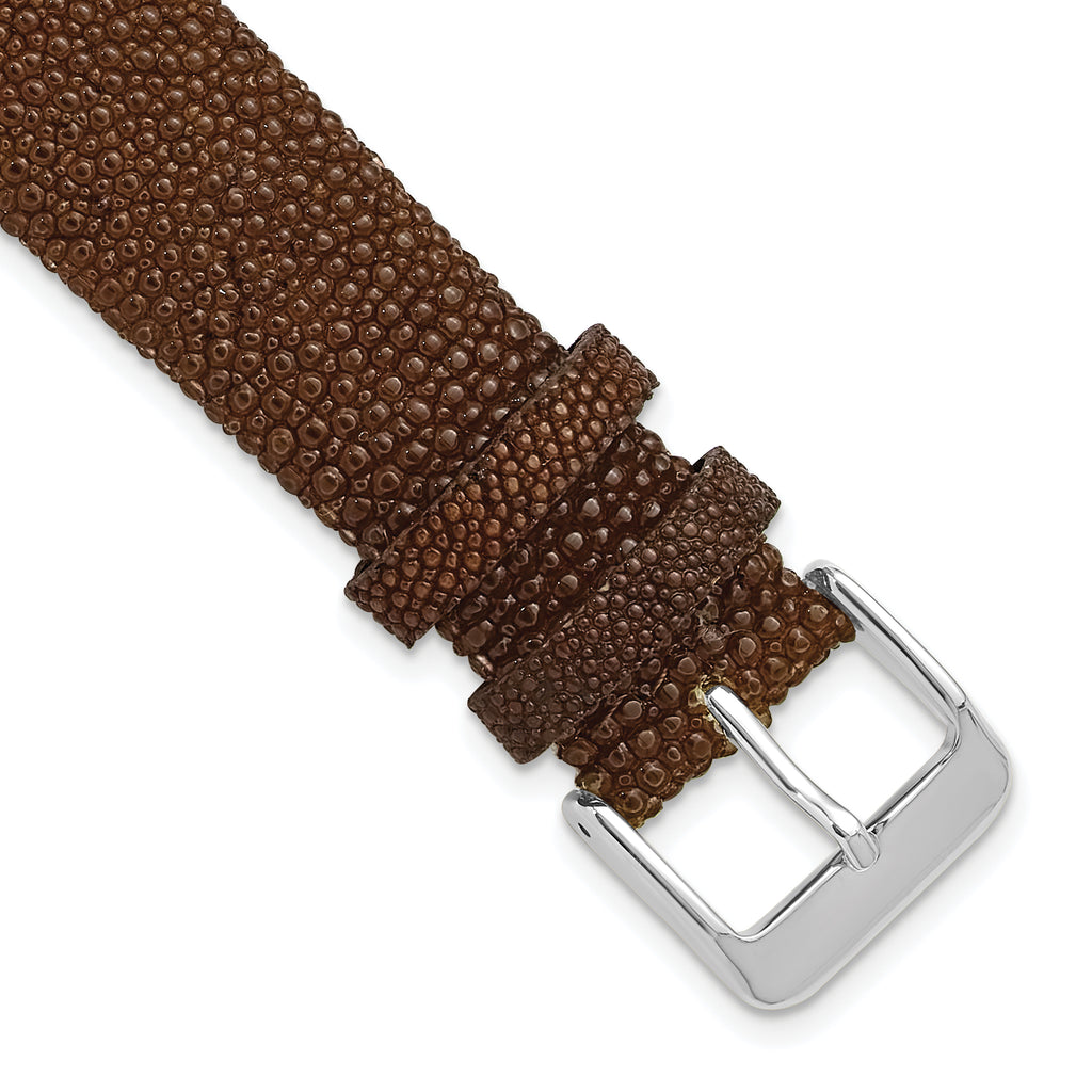 Genuine Stingray Watch Band in Brown with Silver-Tone Buckle, 16mm