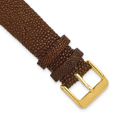 16mm Brown Genuine Stingray with Gold-tone Buckle 7.5 inch Watch Band